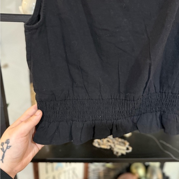 Vero Moda Black Fitted Ruffled Sailor Collar Crop Top size xs - Picture 5 of 6